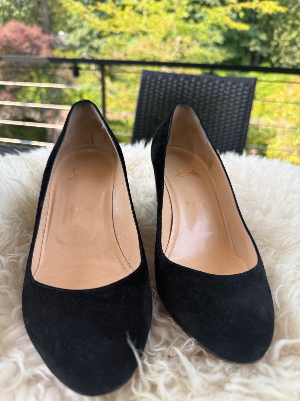 Christian Louboutin Black Suede Pointed-Toe Pumps